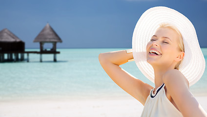 Image showing beautiful woman enjoying summer over exotic beach