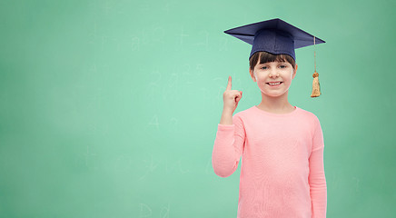 Image showing happy girl in bachelor hat or mortarboard