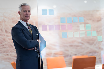 Image showing portrait of handsome senior business man at modern office