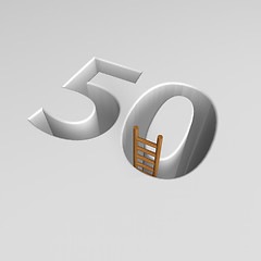 Image showing number fifty and ladder - 3d rendering