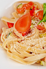 Image showing Penne pasta with parmesan cheese