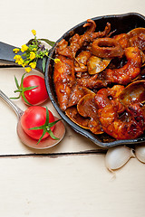 Image showing fresh seafoos stew on an iron skillet