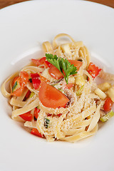 Image showing Penne pasta with parmesan cheese