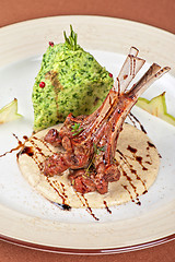 Image showing ribs calf with potato puree