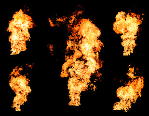 Image showing Blazing fire raging flame of burning gas or oil collection