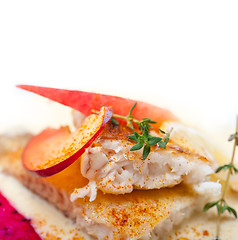 Image showing sea bream fillet butter pan fried 