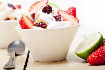 Image showing fruit and yogurt salad healthy breakfast