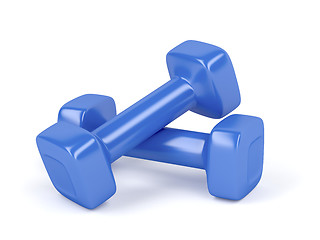 Image showing Pair of plastic dumbbells