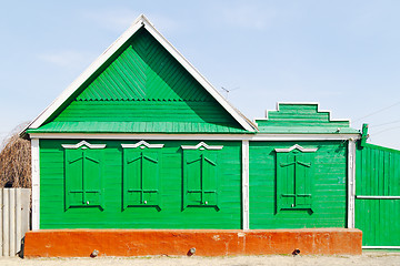 Image showing Facade of the old wooden house