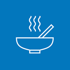 Image showing Bowl of hot soup with spoon line icon.