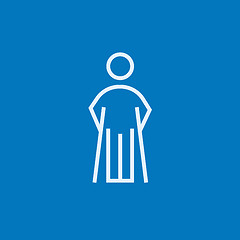 Image showing Man with crutches line icon.