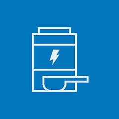 Image showing Sport nutrition container line icon.