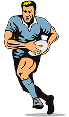 Image showing Rugby player running with ball