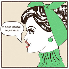 Image showing Pop Art illustration of girl with the speech bubble