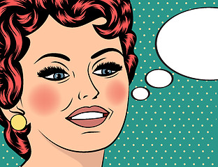 Image showing Pop Art illustration of girl with the speech bubble.Pop Art girl