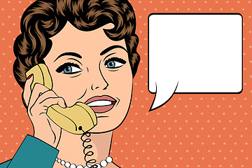 Image showing woman chatting on the phone, pop art illustration