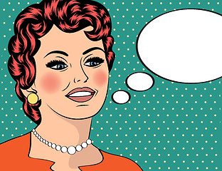 Image showing Pop Art illustration of girl with the speech bubble.Pop Art girl