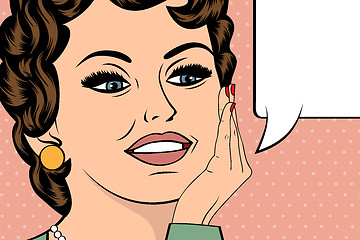 Image showing Pop Art illustration of girl with the speech bubble.Pop Art girl