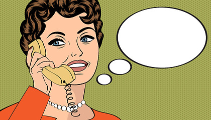 Image showing woman chatting on the phone, pop art illustration