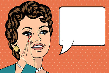 Image showing Pop Art illustration of girl with the speech bubble.Pop Art girl