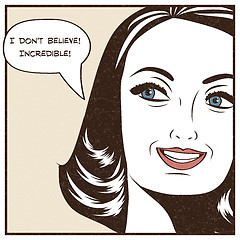 Image showing Pop Art illustration of girl with the speech bubble