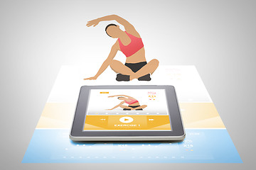 Image showing tablet pc with fitness application on screen