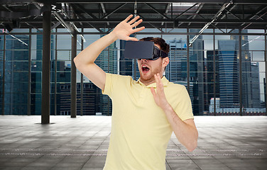 Image showing man in virtual reality headset or 3d glasses