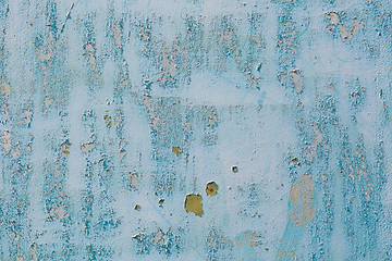 Image showing Old blue cracked paint on metal background