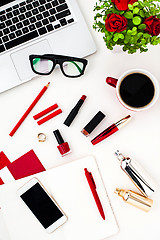 Image showing Still life of fashion woman, objects on white