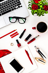 Image showing Still life of fashion woman, objects on white