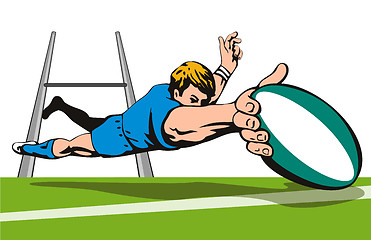 Image showing Rugby player scoring a try