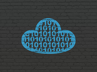 Image showing Cloud computing concept: Cloud With Code on wall background