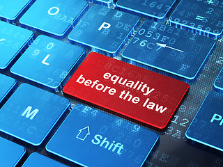 Image showing Political concept: Equality Before The Law on computer keyboard background