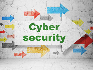 Image showing Protection concept: arrow with Cyber Security on grunge wall background