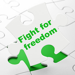 Image showing Politics concept: Fight For Freedom on puzzle background