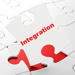 Image showing Business concept: Integration on puzzle background