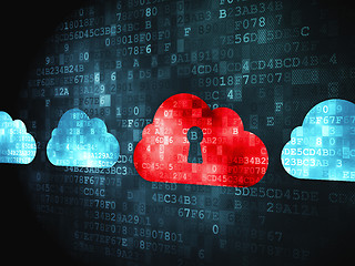 Image showing Cloud networking concept: Cloud With Keyhole on digital background