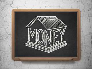 Image showing Currency concept: Money Box on chalkboard background