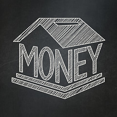 Image showing Currency concept: Money Box on chalkboard background