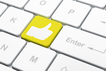 Image showing Social media concept: Thumb Up on computer keyboard background