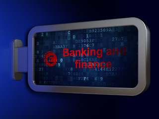 Image showing Currency concept: Banking And Finance and Euro Coin on billboard background