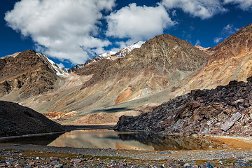 Image showing Himalayan landscape with mountain lake