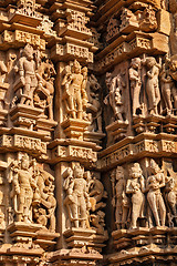 Image showing Sculptures on Khajuraho temples