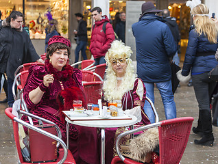 Image showing Two Venetian Ladies - Venice Carnival 2014