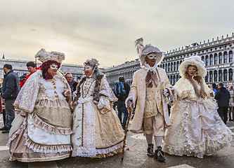 Image showing Group of Disguised People - Venice Carnival 2014