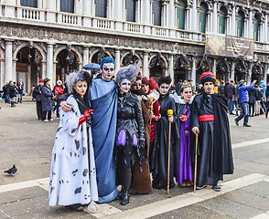 Image showing Group of Disguised People - Venice Carnival 2014