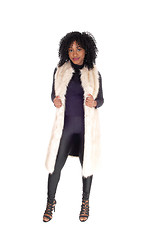 Image showing African American woman in fur coat.