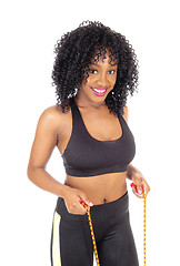 Image showing African American woman with exercise rope.