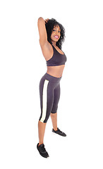 Image showing African American woman in exercising outfit.