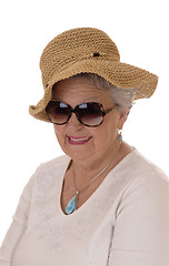 Image showing Senior woman with straw hat.